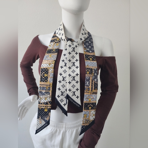 Auth Louis Vuitton 2 Monogram Let's Go BB Silk Twillies - Picture 4 of 8